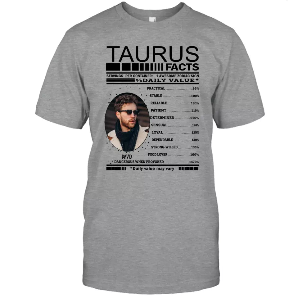 (20% OFF) - Custom Photo - Zodiac Facts for Man - Personalized T-Shirt and Hoodie - Gift For Birthday