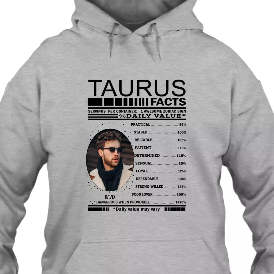 (20% OFF) - Custom Photo - Zodiac Facts for Man - Personalized T-Shirt and Hoodie - Gift For Birthday