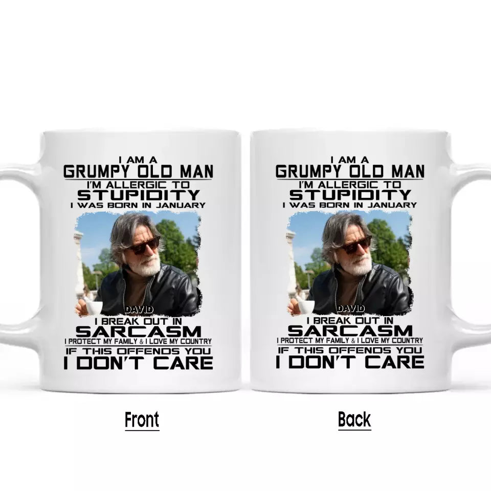 (50% OFF) - Custom Photo and 12 Birth Month Man Mug - Grumpy Old Man - Gift For Birthday