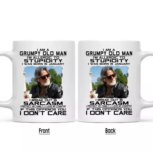 (50% OFF) - Custom Photo and 12 Birth Month Man Mug - Grumpy Old Man - Gift For Birthday