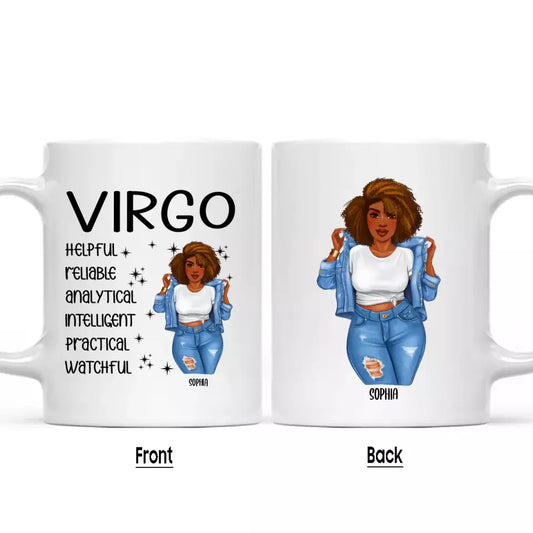 (40% OFF) - Personalized 12 Zodiac Signs - Denim Girl - Custom Mug - Gift For Birthday