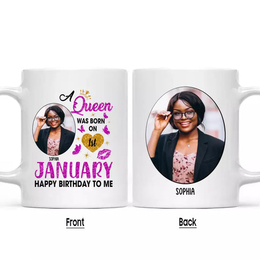 (30% OFF) - Queen Was Born In - Custom Photo and Birth Months Mug - Gift For Birthday