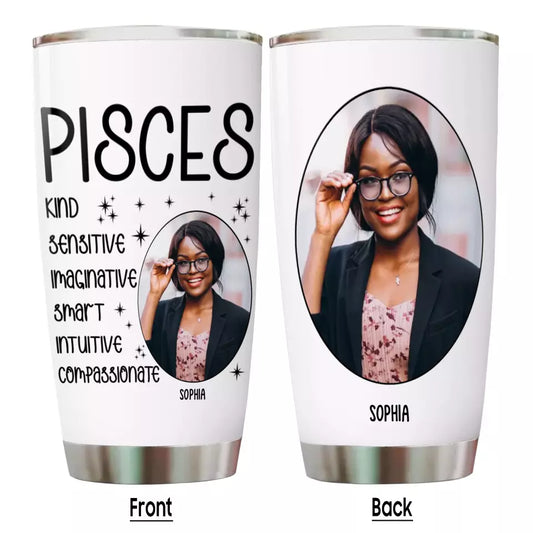 (25% OFF) - Custom Photo - Personalized 12 Zodiac Signs - Custom Tumbler - Gift For Birthday