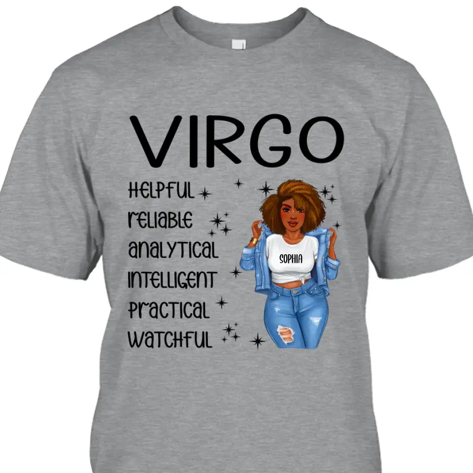 (30% OFF) - Personalized 12 Zodiac Signs - Denim Girl - Custom T-Shirt and Hoodie - Gift For Birthday