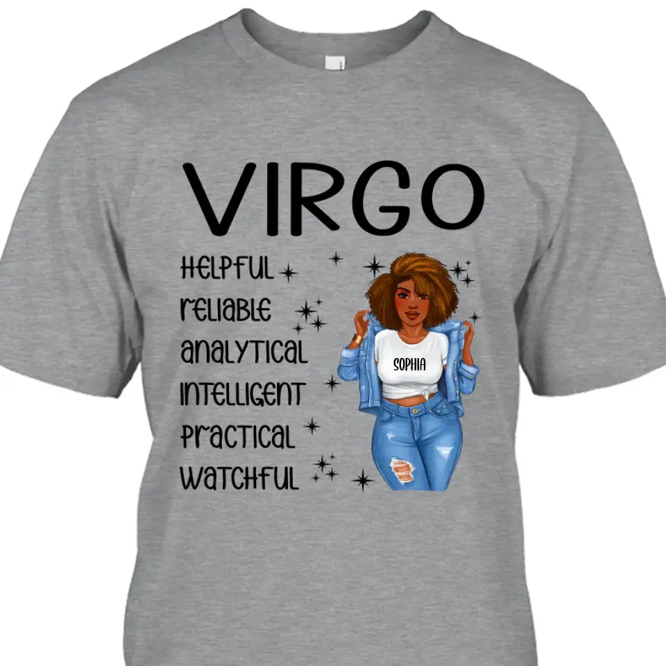 (30% OFF) - Personalized 12 Zodiac Signs - Denim Girl - Custom T-Shirt and Hoodie - Gift For Birthday