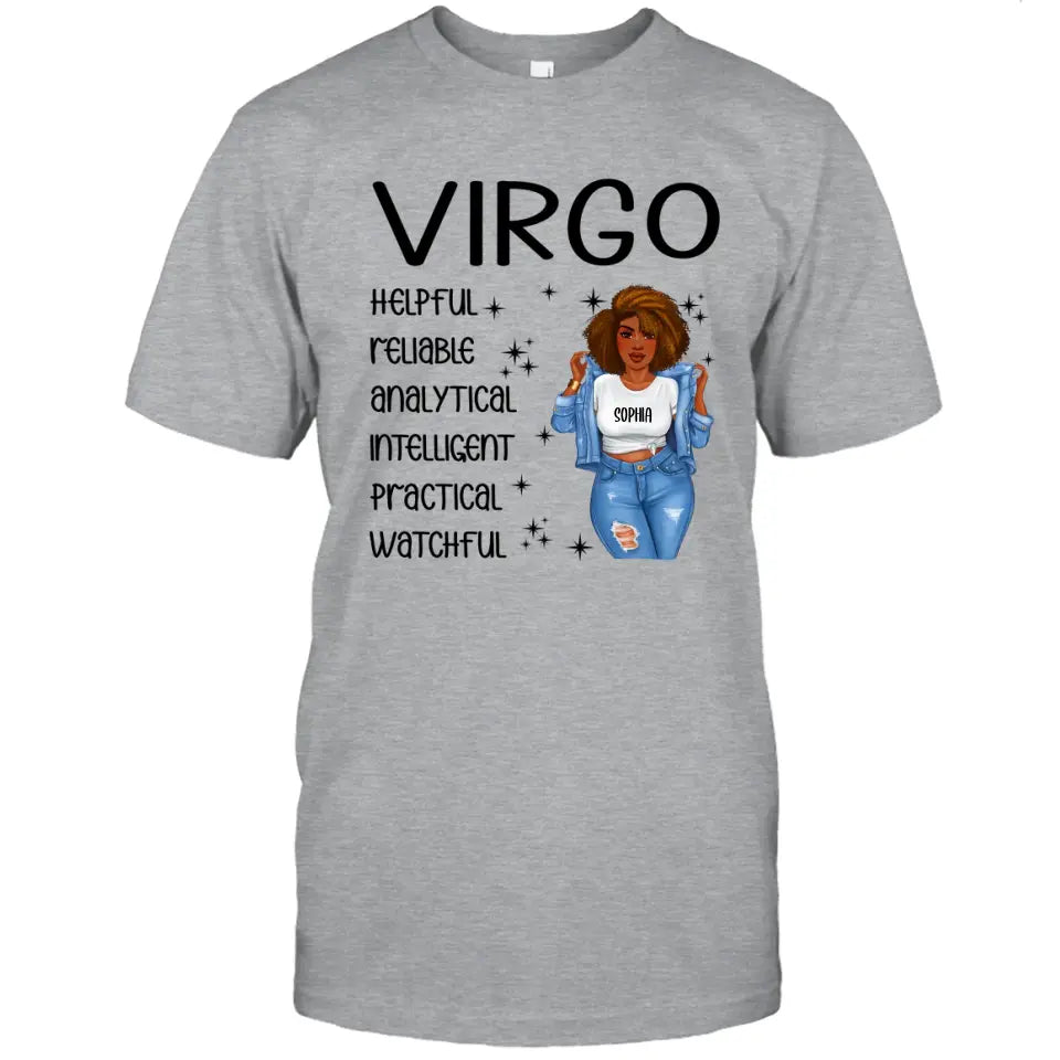 (30% OFF) - Personalized 12 Zodiac Signs - Denim Girl - Custom T-Shirt and Hoodie - Gift For Birthday