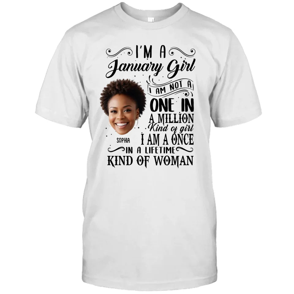 Personalized Photo With Face, Birth Month and Color - I Am A Once - Custom Shirt - Gift For Birthday