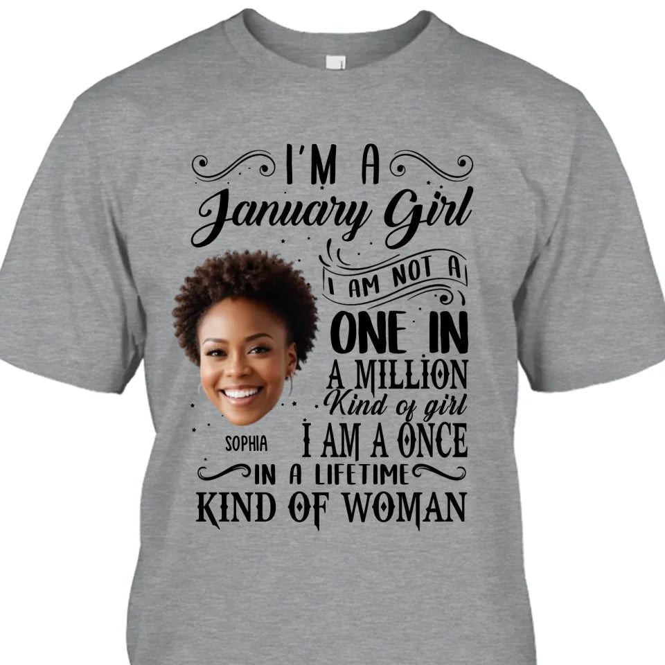 Personalized Photo With Face, Birth Month and Color - I Am A Once - Custom Shirt - Gift For Birthday