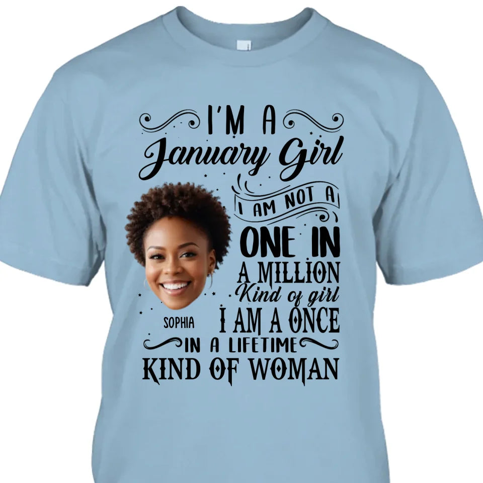 Personalized Photo With Face, Birth Month and Color - I Am A Once - Custom Shirt - Gift For Birthday