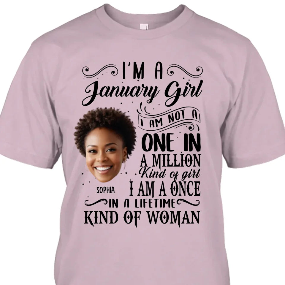 Personalized Photo With Face, Birth Month and Color - I Am A Once - Custom Shirt - Gift For Birthday