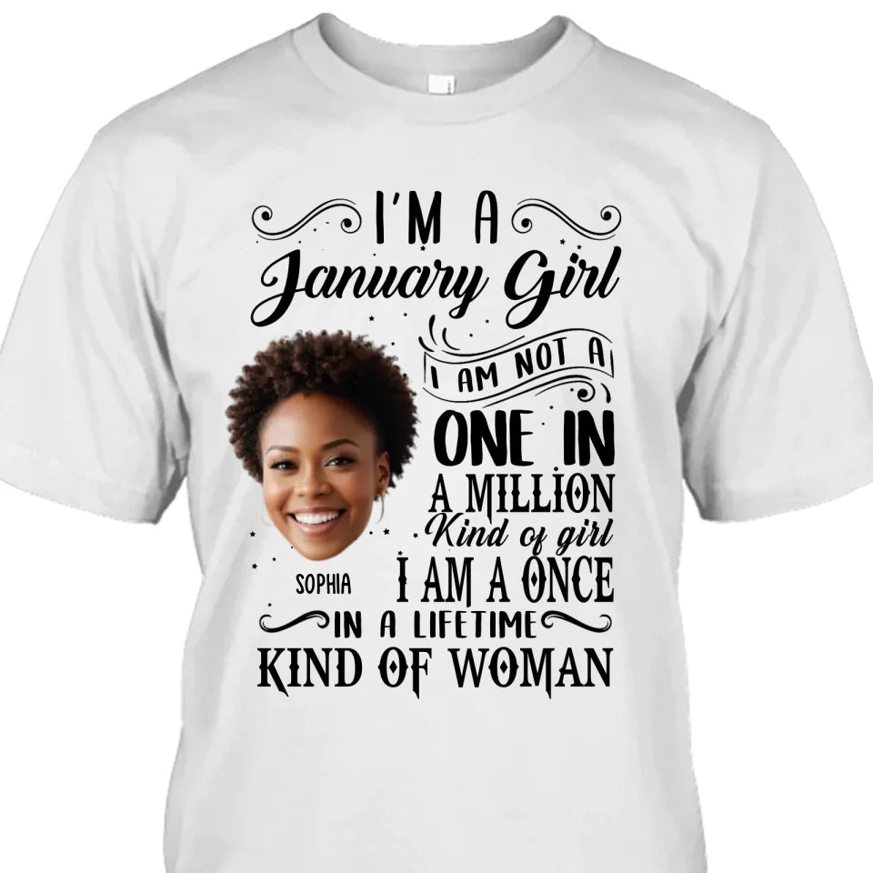 Personalized Photo With Face, Birth Month and Color - I Am A Once - Custom Shirt - Gift For Birthday