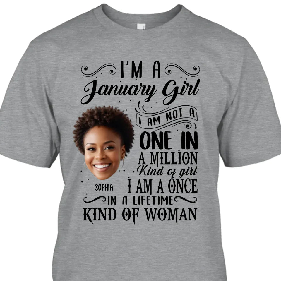 Personalized Photo With Face, Birth Month and Color - I Am A Once - Custom Shirt - Gift For Birthday