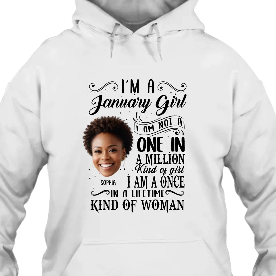 Personalized Photo With Face, Birth Month and Color - I Am A Once - Custom Shirt - Gift For Birthday