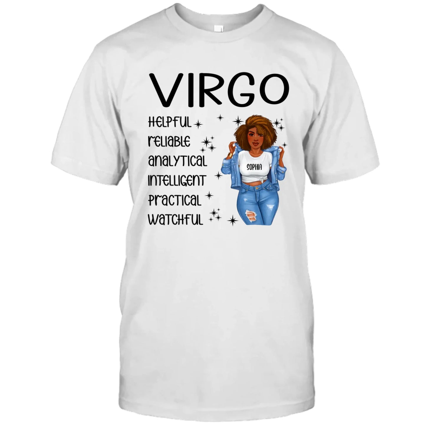 (20% OFF) - Personalized 12 Zodiac Signs - Denim Girl - Custom T-Shirt and Hoodie - Gift For Birthday