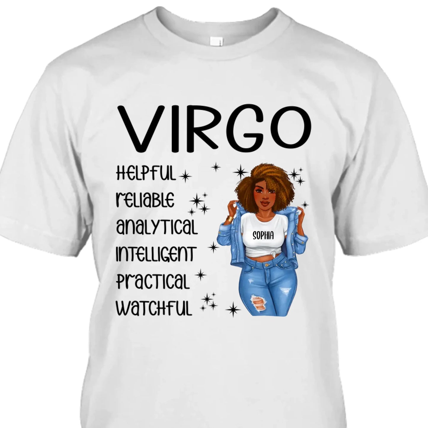 (20% OFF) - Personalized 12 Zodiac Signs - Denim Girl - Custom T-Shirt and Hoodie - Gift For Birthday