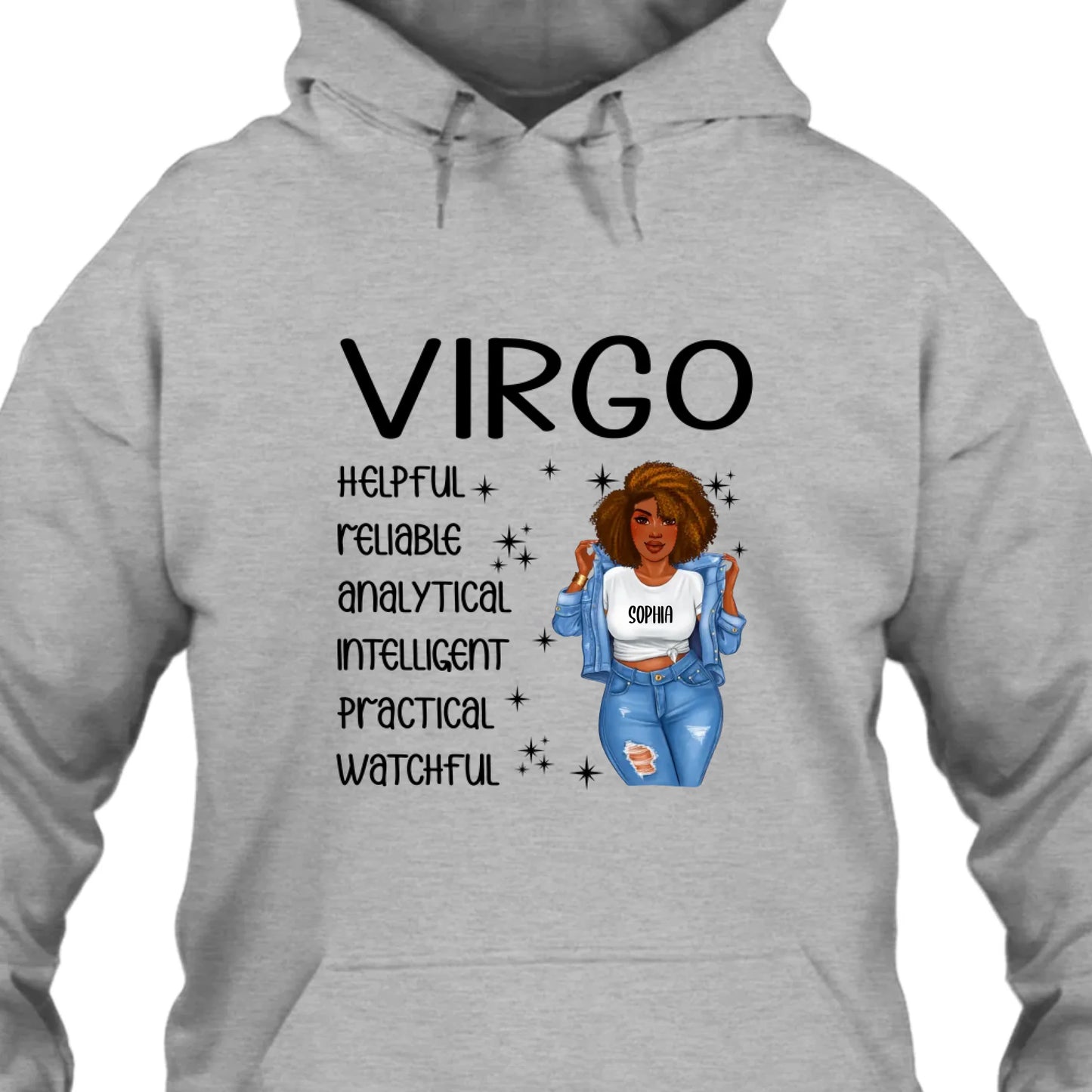 (20% OFF) - Personalized 12 Zodiac Signs - Denim Girl - Custom T-Shirt and Hoodie - Gift For Birthday