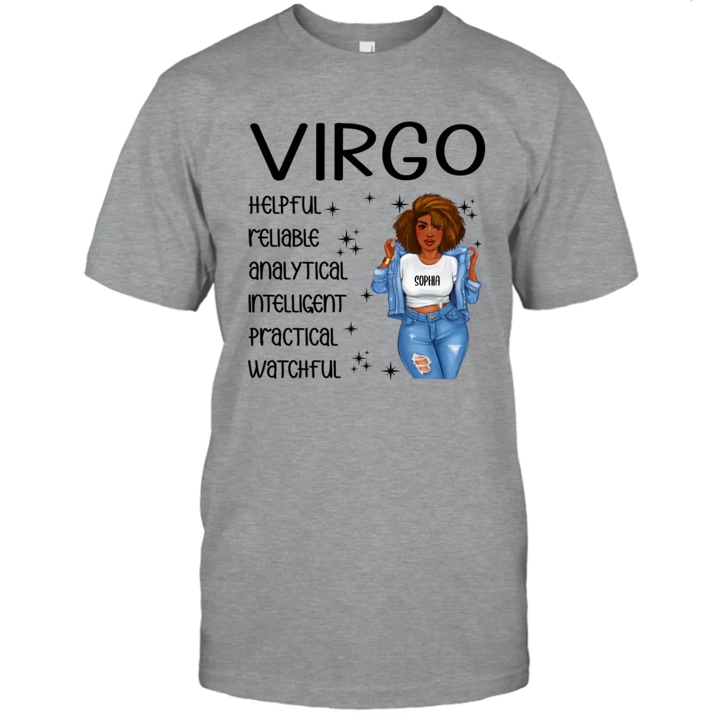 (20% OFF) - Personalized 12 Zodiac Signs - Denim Girl - Custom T-Shirt and Hoodie - Gift For Birthday