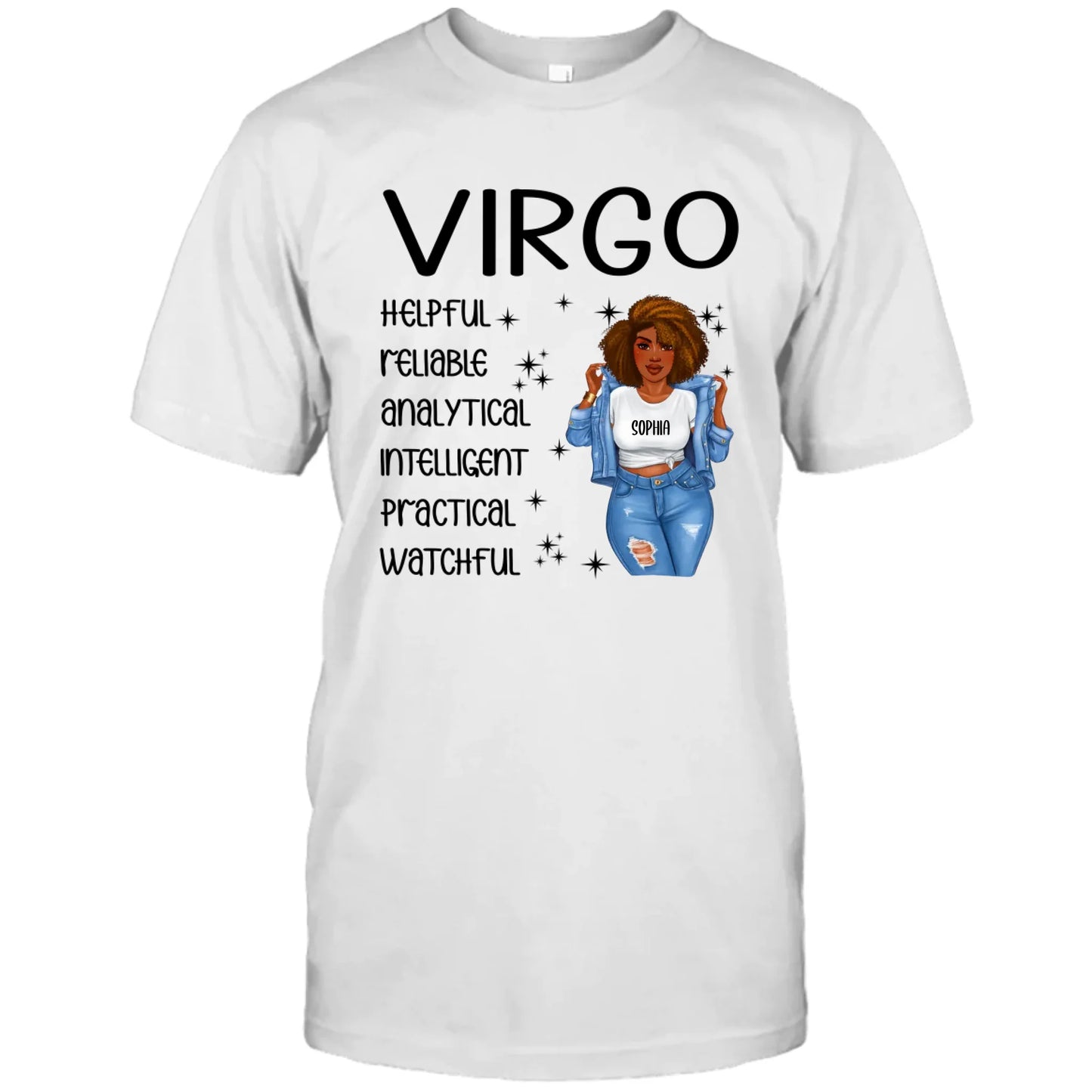 (20% OFF) - Personalized 12 Zodiac Signs - Denim Girl - Custom T-Shirt and Hoodie - Gift For Birthday