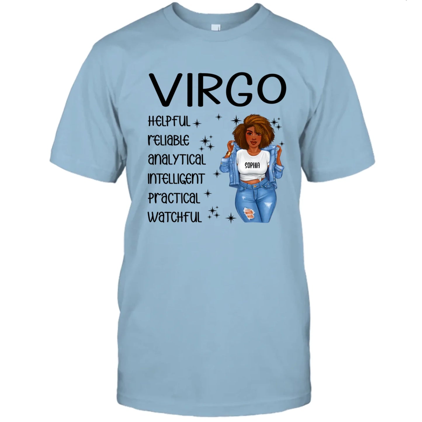 (20% OFF) - Personalized 12 Zodiac Signs - Denim Girl - Custom T-Shirt and Hoodie - Gift For Birthday