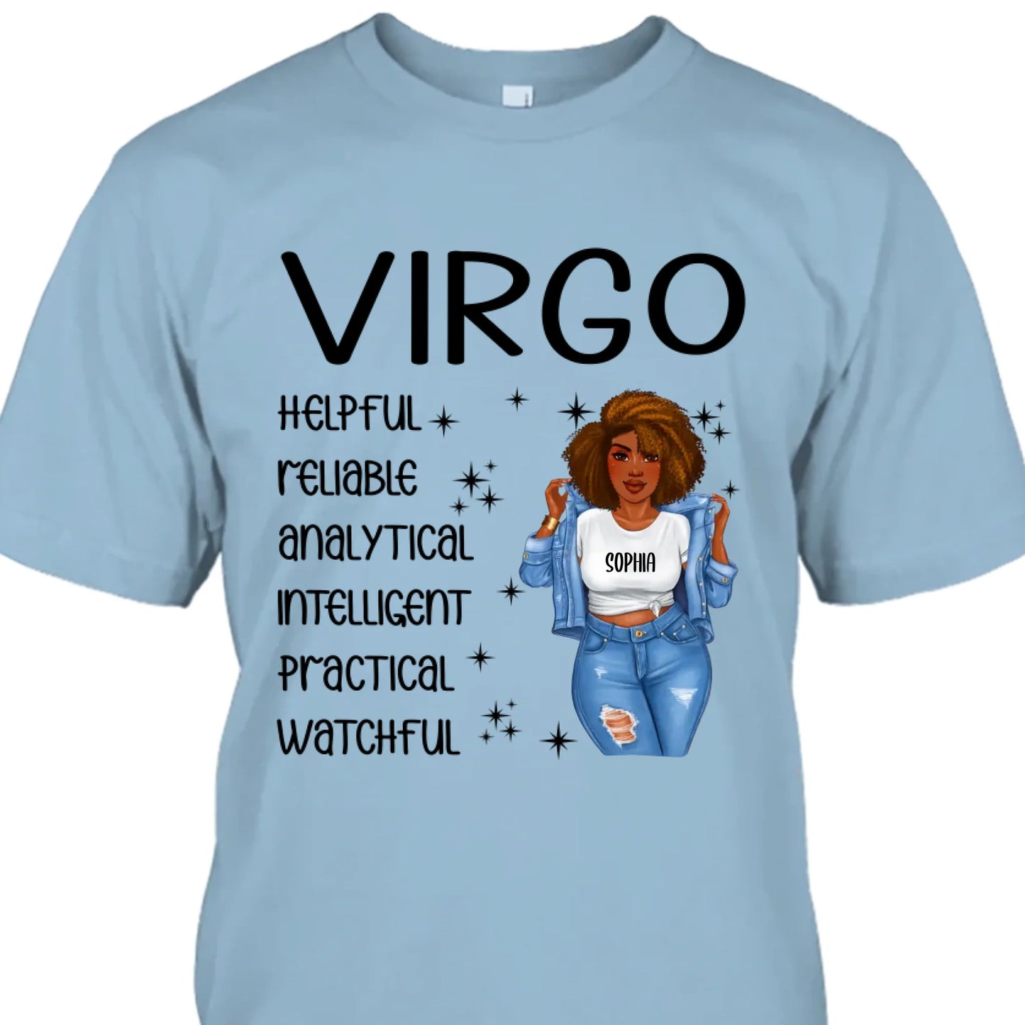 (20% OFF) - Personalized 12 Zodiac Signs - Denim Girl - Custom T-Shirt and Hoodie - Gift For Birthday