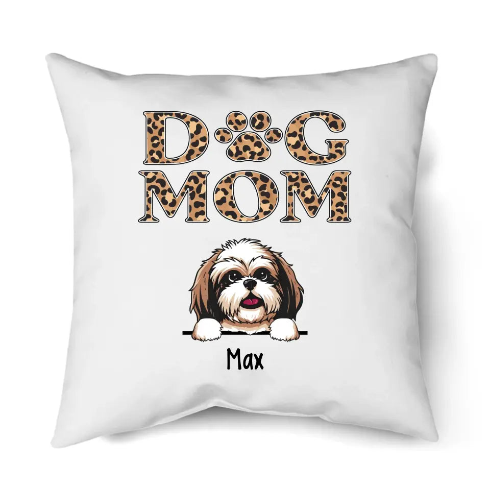 Dog Mom - Personalized Dog Breeds Leopard Pillow