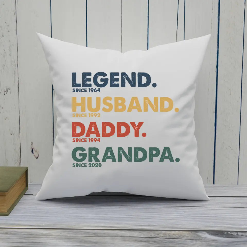 Vintage Legend Husband Daddy Grandpa - Personalized  Pillow - Custom Gift for Father's Day, Christmas